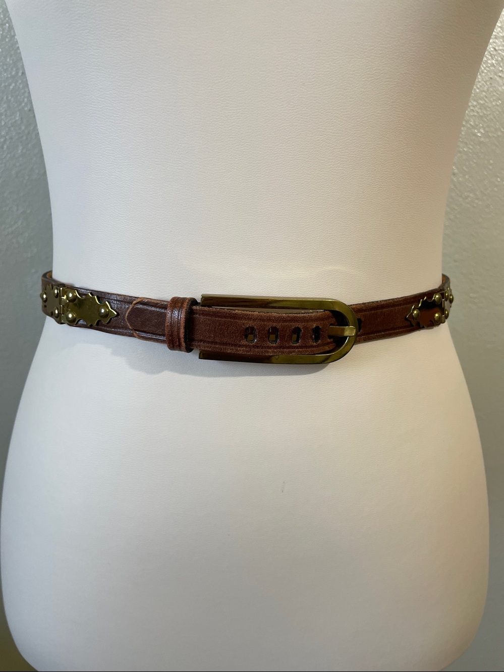 Roger Van S Vintage Handmade Brass Belt Size 28 Artisan Retro Statement Buckle